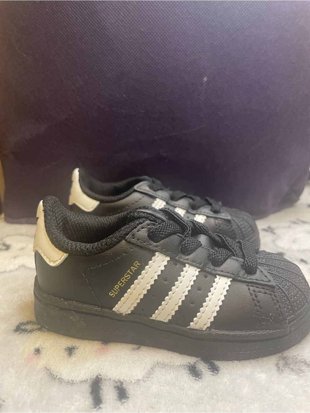 Adidas Kids Black & White Shelltoe Superstar Sneakers